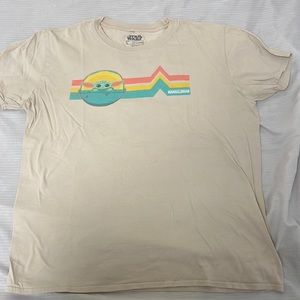 Mens Size Large Multicolor Star Wars Baby Yoda Grogu The Mandalorian shirt